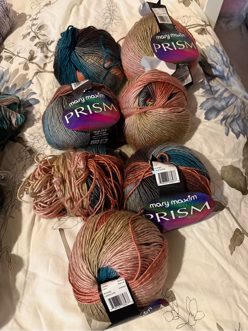 Mary Maxim Prism Multicolor Yarn - Teal, Coral & Olive